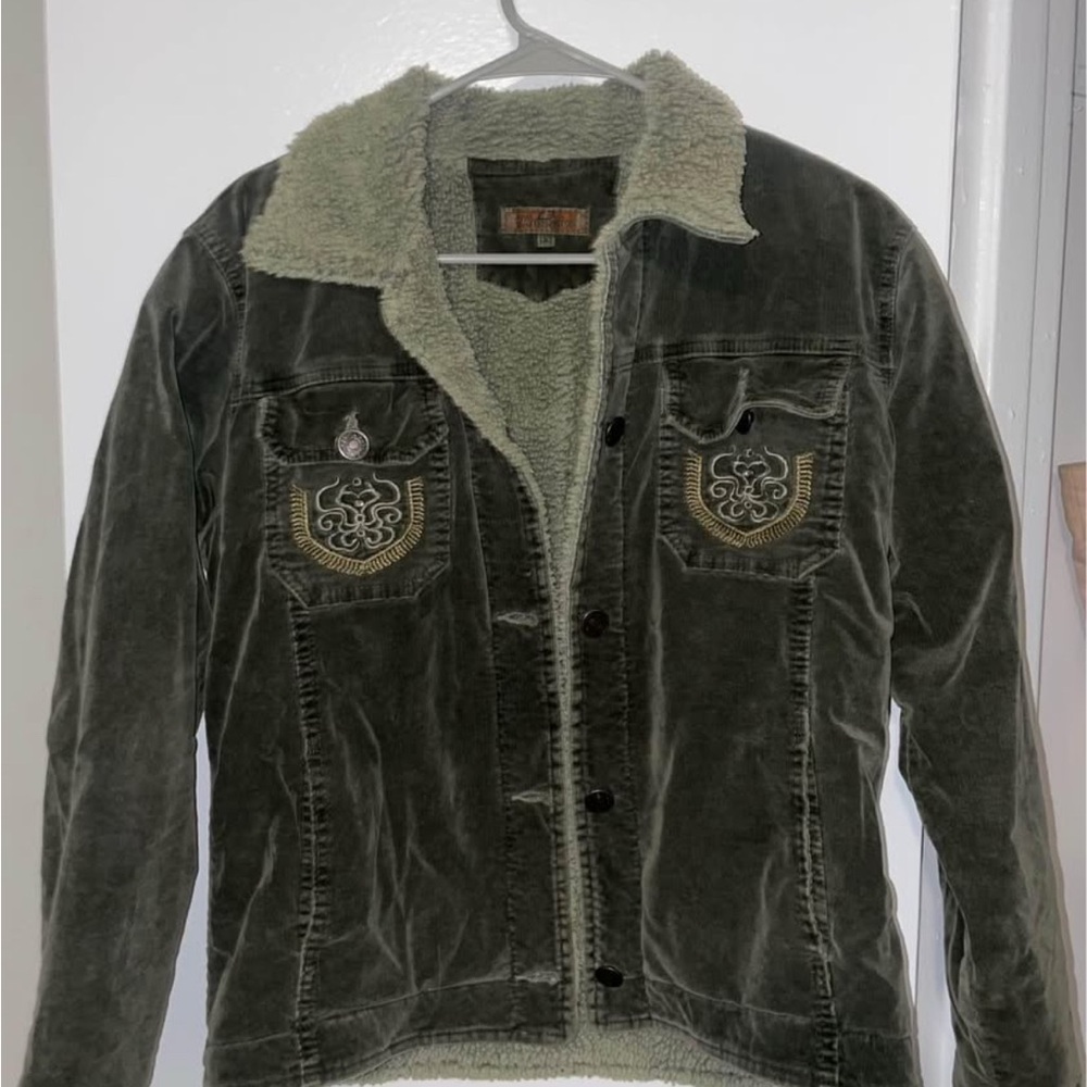 Olive Green Sherpa-Lined Jacket